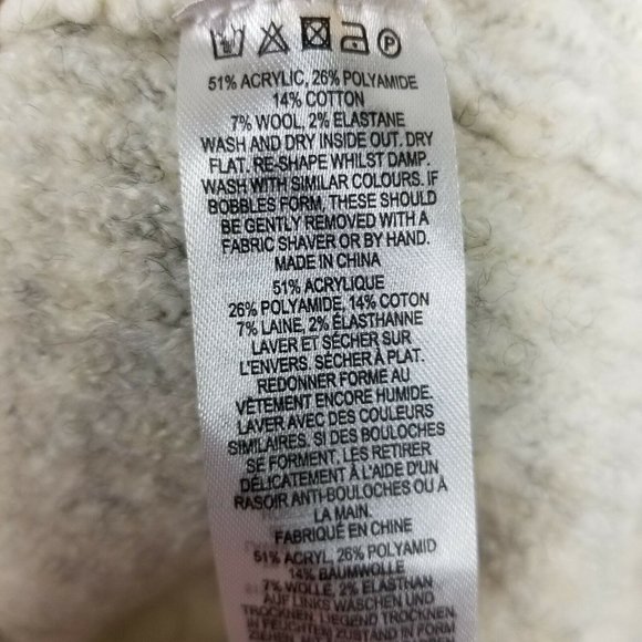 French Connection Womens Oatmeal  Balloon Sleeve Ribbed Turtleneck Pullover  S - Picture 5 of 6